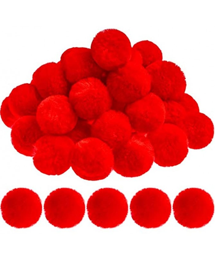 Christmas Red Pom Poms Acrylic Large Red Pompoms Christmas Holiday Costume Pom Balls Fluffy Pompom Balls for DIY Crafts Christmas Costume Supplies Party Decorations 2 Inches