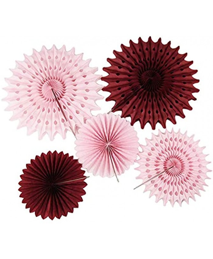 Fall Bridal Shower Decorations Burgundy Pink Birthday Party Decorations Fall  7pcs Burgundy Cream Pink Pinwheels Tissue Paper Fans Fall Bachelorette Party Decorations Burgundy Wedding