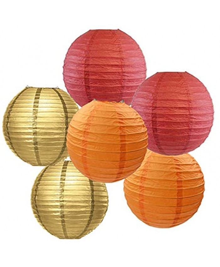 Furuix Fall Party Decorations,Fall Burgundy Orange Gold Paper Lanterns Thanksgiving Party Decorations Autumn Theme Burgundy Orange Birthday Party Decorations