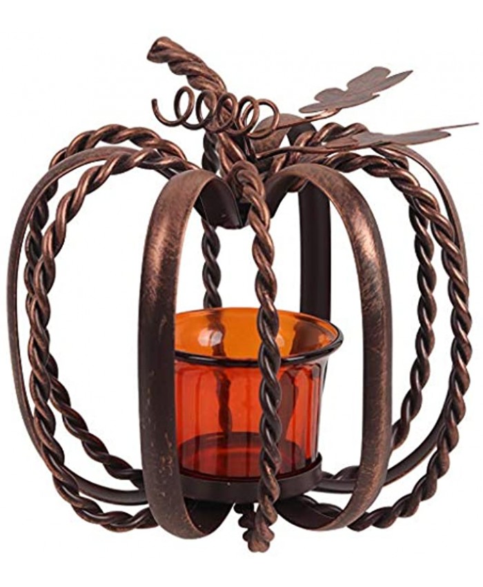 GKanMore Decorative Candle Holder Retro Pumpkin Wrought Iron Candle Holder Lantern for Halloween Christmas Home Decorations Bronze