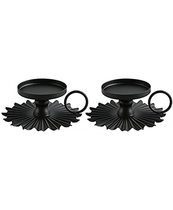 iayokocc Retro Iron Taper Candle Holders Set of 2 Simple Black Candlestick Holders Small Candle Stand for Halloween Christmas Dining Room Home Decoration Display