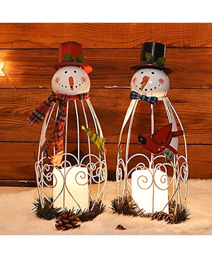 Juegoal Christmas Snowman LED Candle Lantern Lights Battery Operated Christmas Holiday Party Decorations 2 Pack