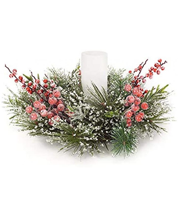 Melrose Iced Pine Berry Decorative Christmas Candle Ring
