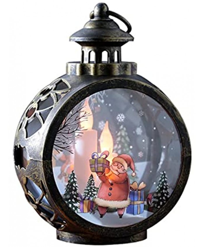 Retro Christmas Candle Lights,Outdoor Christmas Lantern Decorations,Christmas Snowball Lanterns with LED Lights,Santa's Home Night Lights for Christmas Tree Garden Bedroom Parties Small