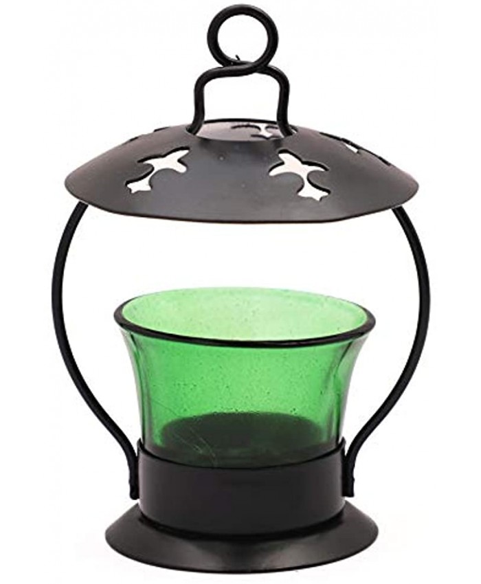 Round Green Lanterns Moroccan Style-Candle Lantern Hanging Lantern Christmas Decorative,Indoor Candle Lantern Glass-Green