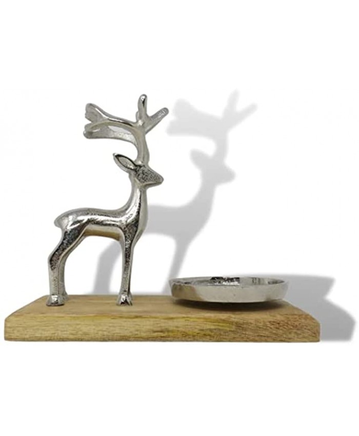 Silver Tone Metal Reindeer Candle Holder Table Top Decoration for Pillar Candles Beautiful Christmas Decor for Home 7.75 Inches