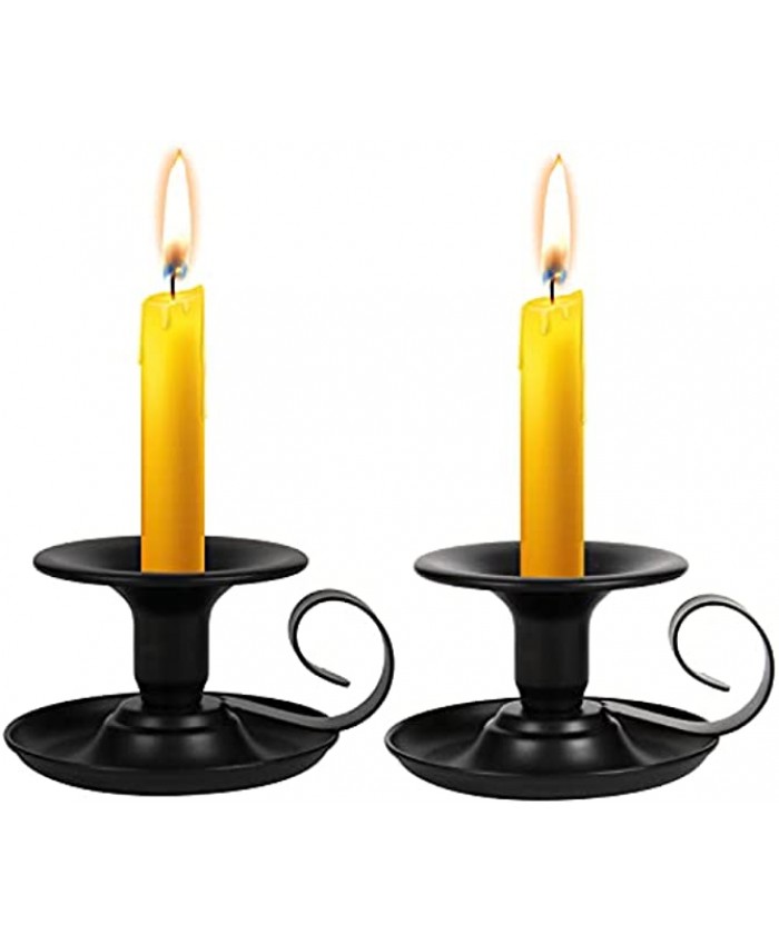 Taper Candle Stick Holder Homean 2pcs Retro Iron Simple Black Candlestick Holders Candlelight Stand for Party Wedding Christmas Table Home DecorationBlack,2pcs