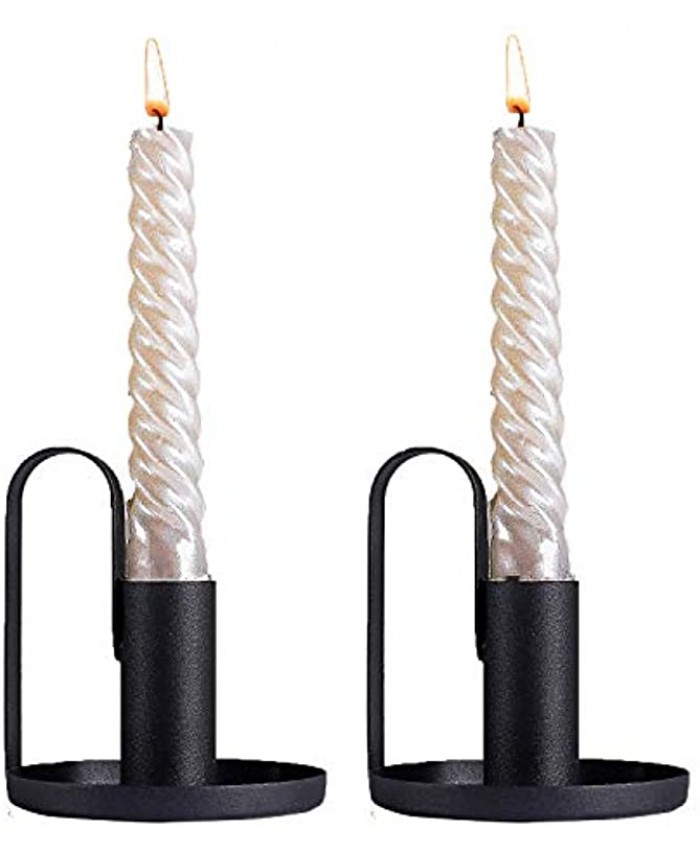 Vincidern Taper Candle Holders,Black Candlestick Holders,Iron Candle Stand for Halloween Christmas Table Decoration Pack of 2