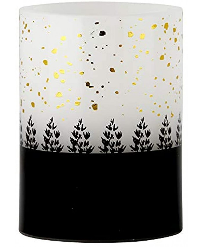 Creative Brands Heartfelt-Decorative LED Pillar Candle with Timer 3 x 4-Inch Terrazzo Trees