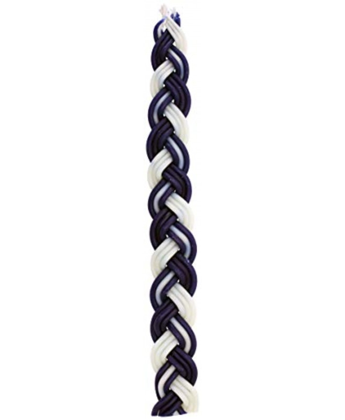 Majestic Giftware Braided Havdalah Candle Bees Wax Blue White 13"