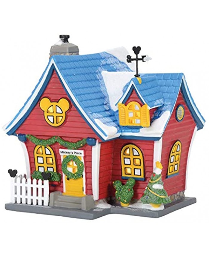Department 56 Disney Village Mickey’s Christmas Lit House 6.26 inch Red