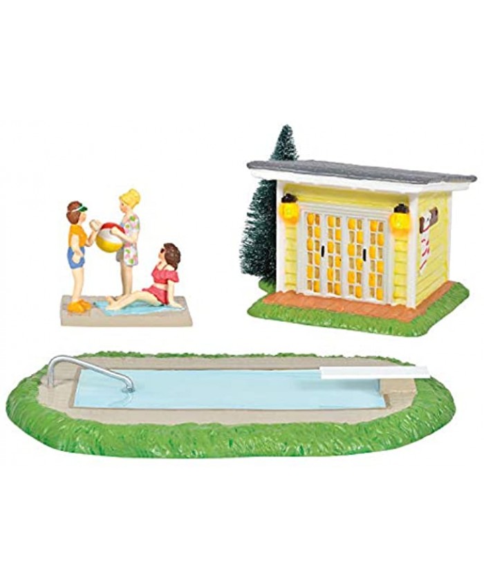 Department 56 Original Snow Village National Lampoon's Christmas Vacation Pool Fantasy Lit Building and Figurine Set 3 Inch Multicolor