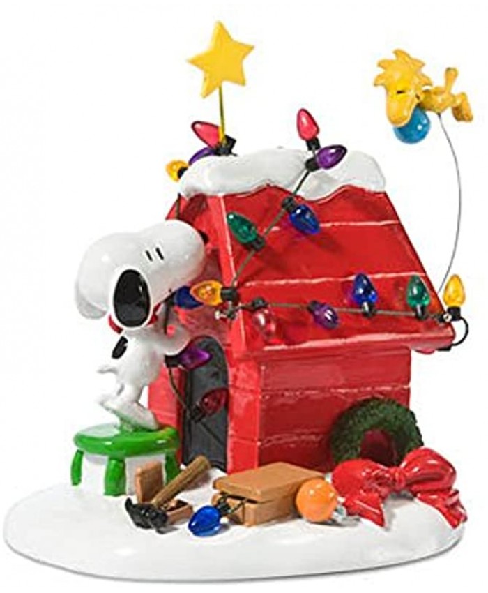 Department 56 Peanuts Decoration Snoopy’s Dog House Woodstock Christmas Lights 8" Red