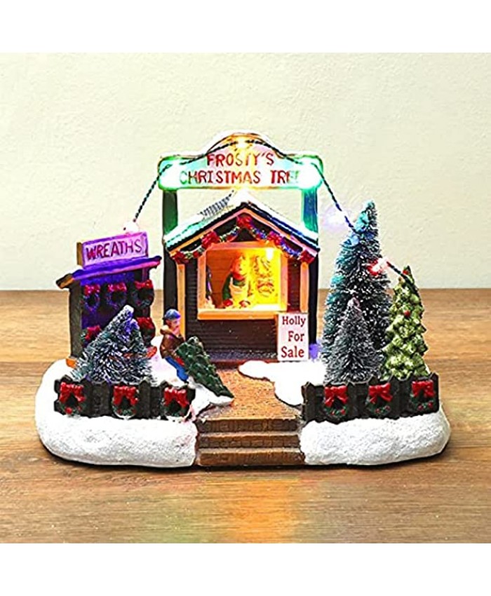 GEZICHTA 8.3 inch Christmas Scene Village Houses,Resin LED Christmas Luminous House Christmas Xmas Festival Holiday Decorations Gifts Battery OperatedColorful