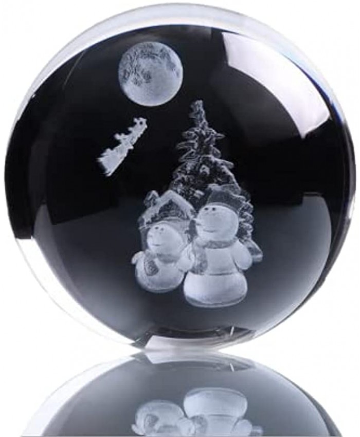 LAZIX 3D Christmas Snowman Crystal Ball Gift Wooden Projection LED Seven-Color&White Yellow lamp Holder The Best Christmas Birthday Gift for Children and Girlfriend 3.15inches 8CM Multicolor