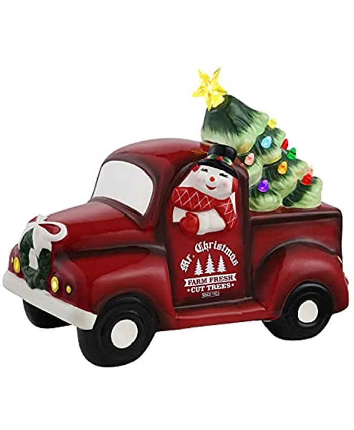 Mr. Christmas Ceramic Truck 10.5" Snowman Christmas Decoration Inch Red