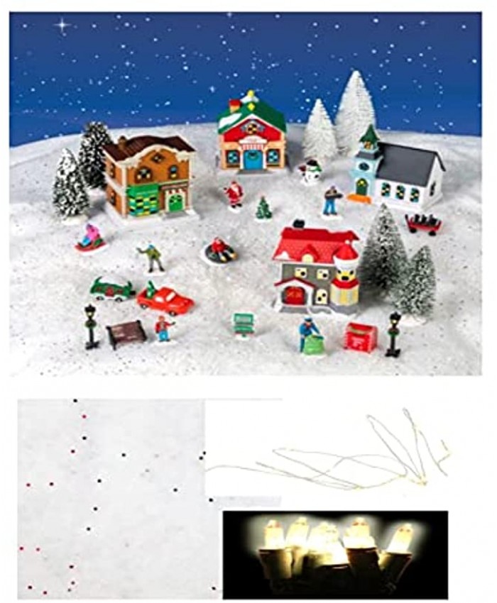 SG 2021 Full Christmas Village Winter Victorian Charles Dickens Era Town Buildings 27 Pc Toy & Candy Store Church Home Cobblestone Corners Figurines ^Ready setupBONUS Lights & Snow Drape