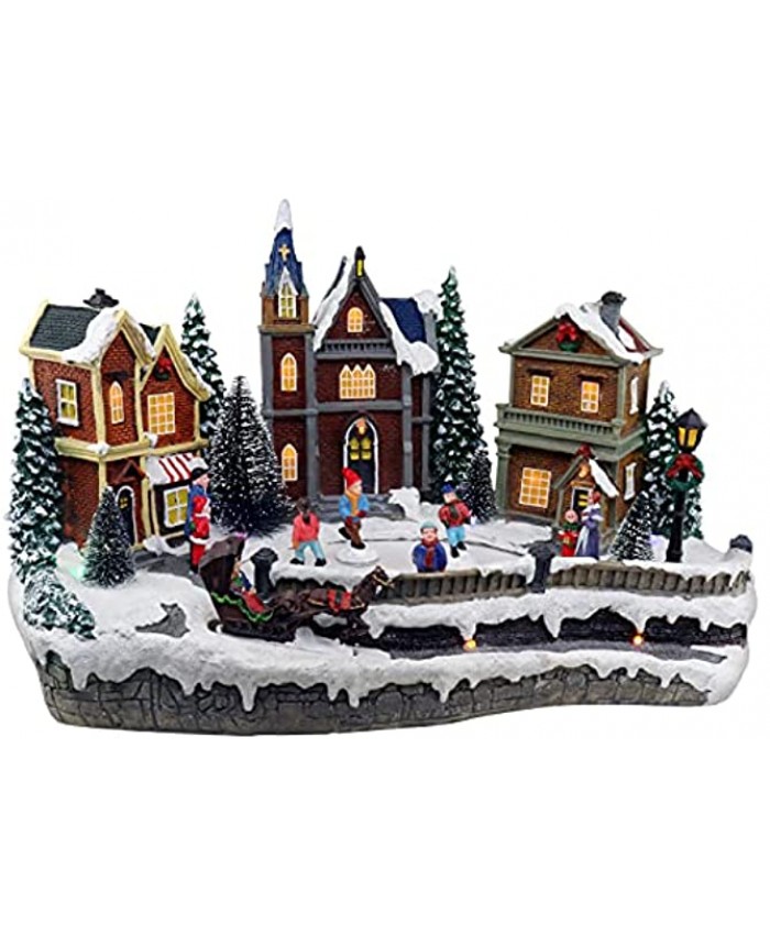Skating Christmas Village Animated Pre-lit Musical Winter Snow Village With 4 Moving Skaters Perfect Addition to Your Christmas Indoor Decorations & Christmas Village Displays
