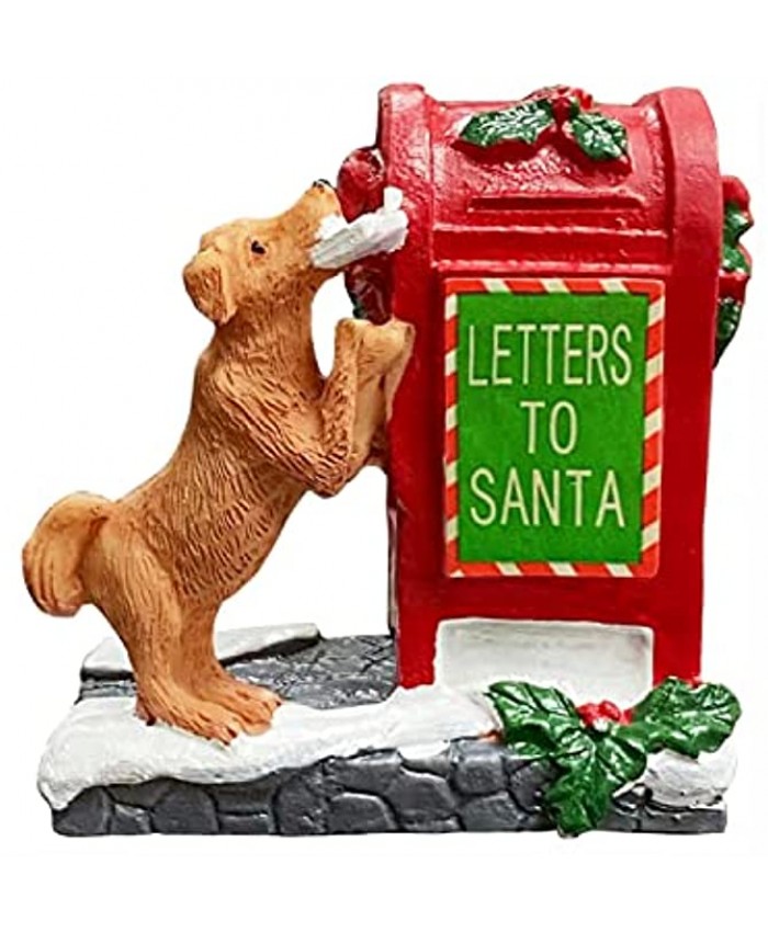 Christmas Village Accessories Santa's Mailbox Villages Sets for Christmas Decoration Cute Doggy Letter to Santa Resin Christmas Ornaments