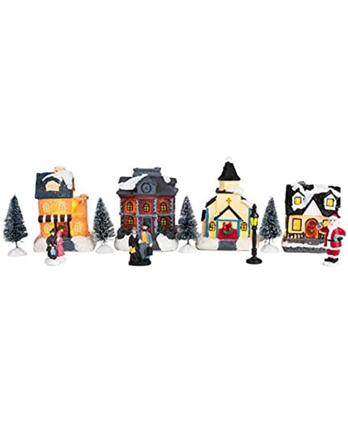 Christmas Winter Village Houses with LED Light up with Timer Christmas Figurines Accessories for Villages Landscape Accessory Set