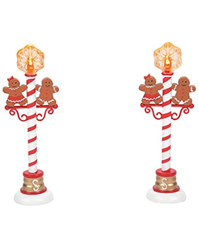 Department 56 Village Accessories Gingerbread Street Lamps Lit Figurine Set 4.85 Inch Multicolor