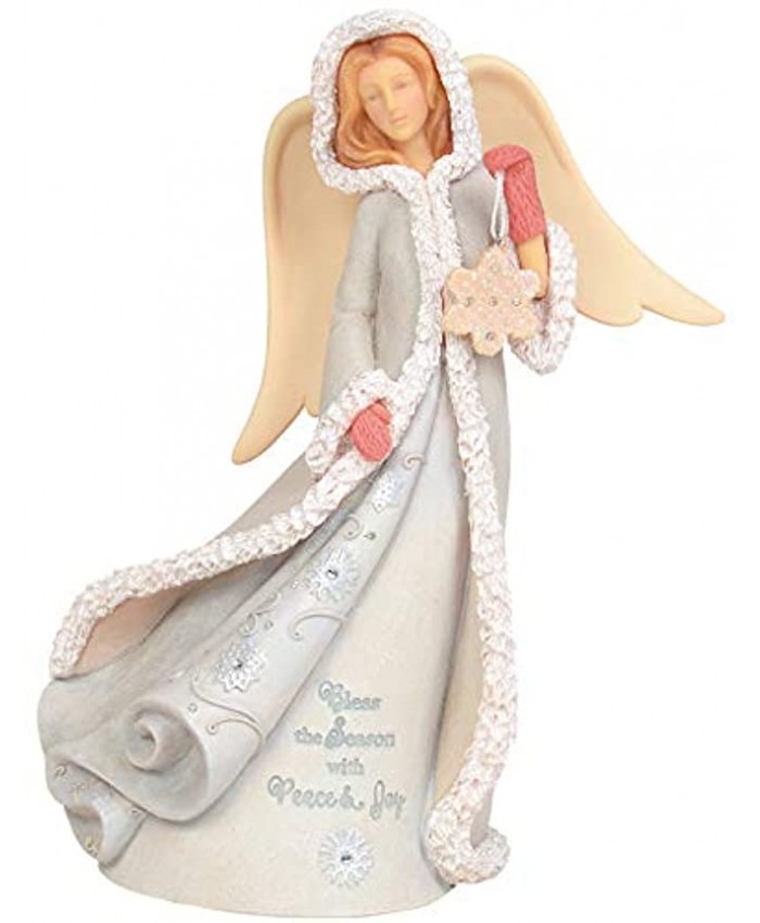 Enesco Foundations Peace and Joy Christmas Angel Figurine 9 Inch Multicolor