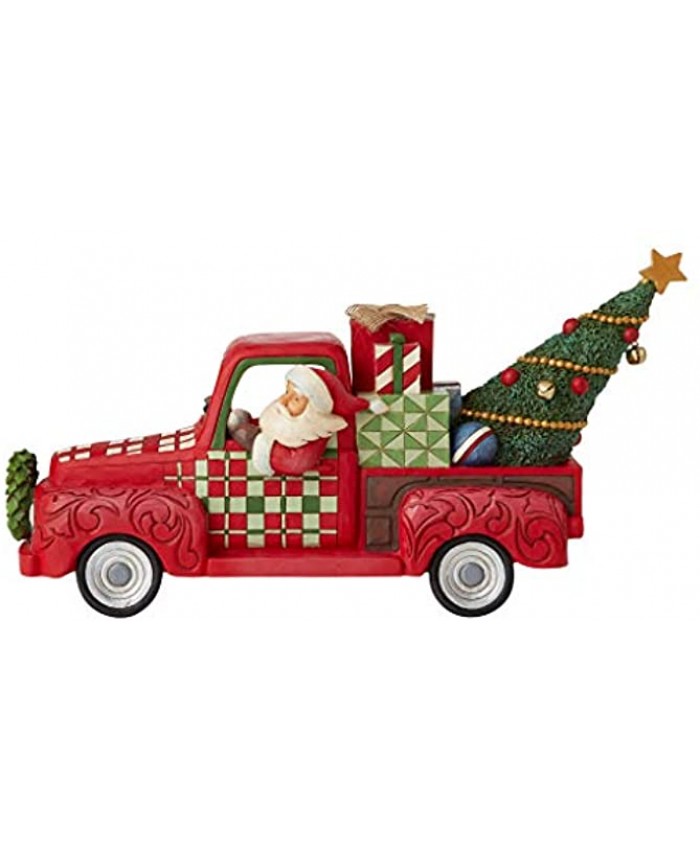 Enesco Jim Shore Country Living Santa in Red Pickup Truck Figurine 6.8 Inch Multicolor