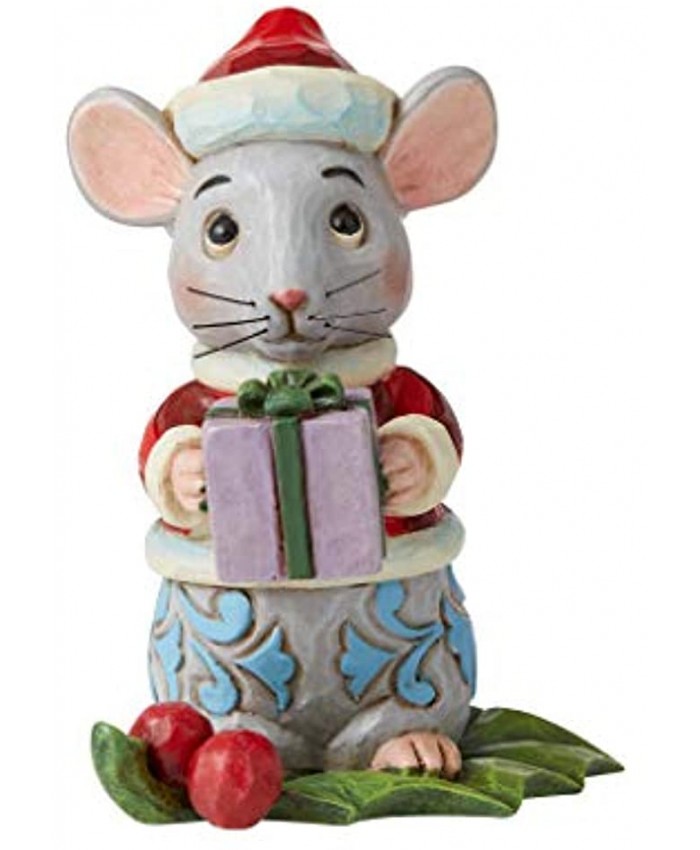 Enesco Jim Shore Heartwood Creek Christmas Mouse Miniature Figurine Multicolor