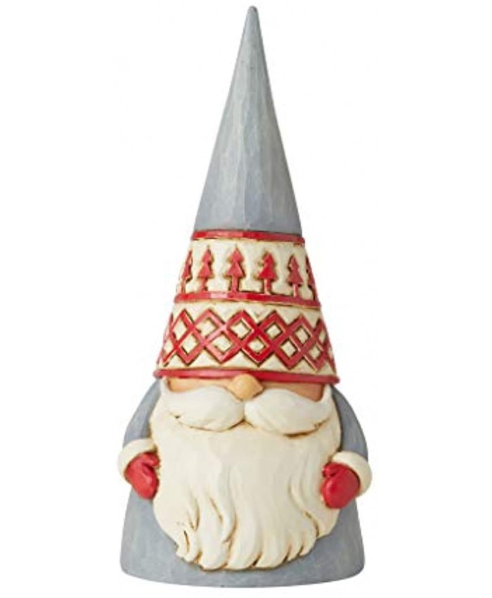 Enesco Jim Shore Heartwood Creek Nordic Noel Tree Hat Gnome God Jul Figurine 6.1" H Grey Red Dirty White