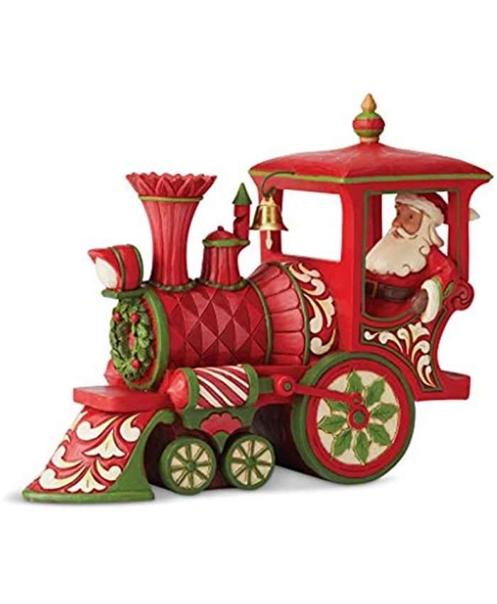 Enesco Jim Shore Heartwood Creek Santa in Christmas Train Engine Figurine 6-Inch Height Red