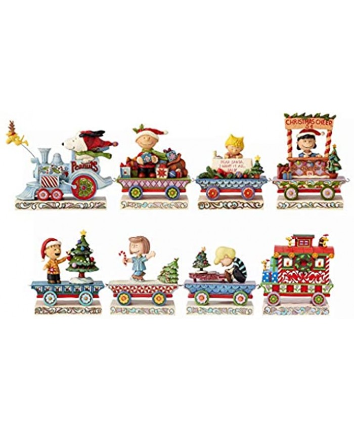 Enesco Jim Shore Peanuts Holiday Train Eight Car Gift Figurine Set 4.75 Inch Multicolor