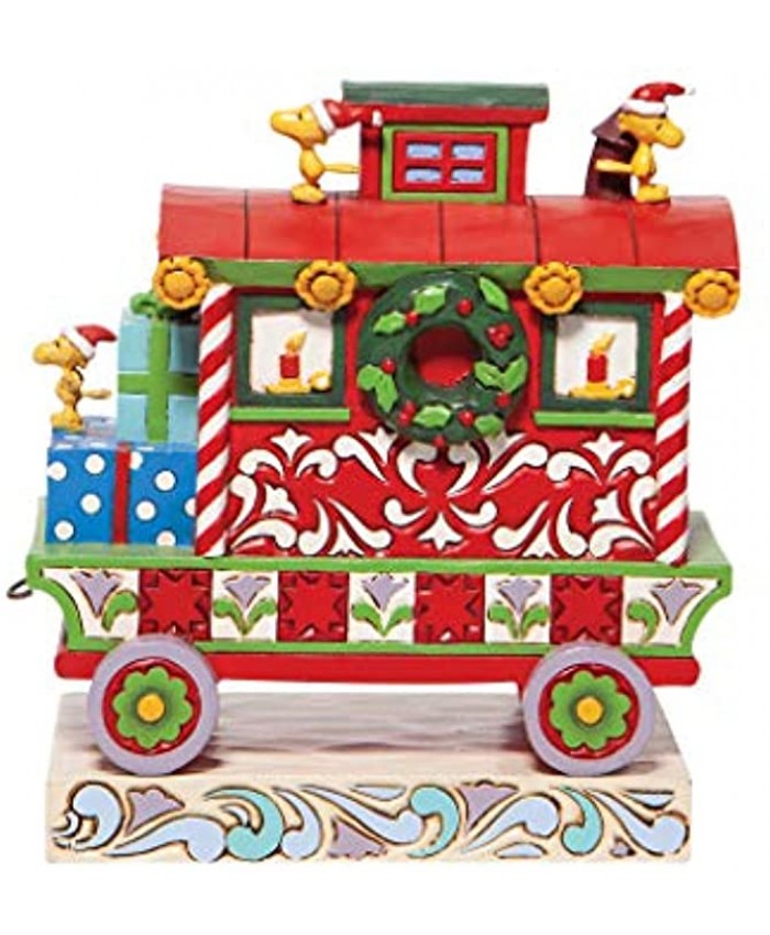 Enesco Jim Shore Peanuts Woodstock's Christmas Train Caboose Figurine Multicolor