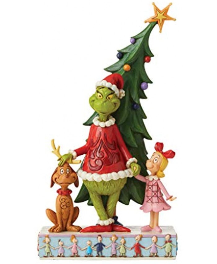 Enesco Jim Shore The Grinch Max and Cindy with Christmas Tree Figurine 11.22" H Multicolor