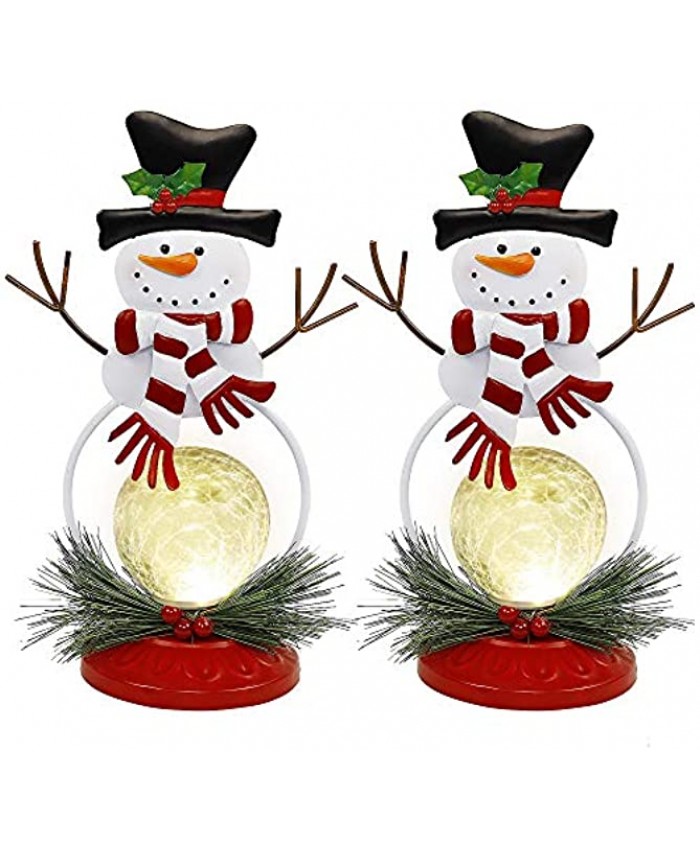 FORUP Lighted Christmas Table Decorations Christmas Snowman LED Glass Ball Lights Battery Operated Snowball Lights Snowman Christmas Decorations Xmas Holiday Winter Tabletop Desk Ornament 2 Pack