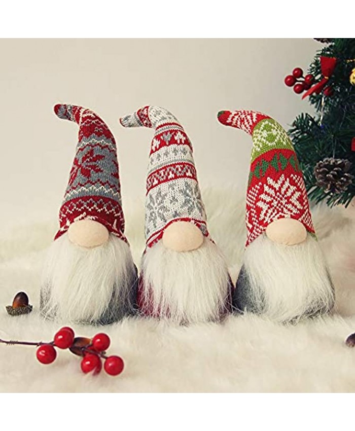 Juegoal Christmas Plush Gnome Santa Handmade Scandinavian Swedish Tomte Elf Toy Holiday Present Winter Table Christmas Decorations Set of 3