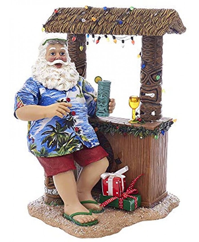 Kurt S. Adler 11" Beach Santa at Tiki Bar Figure