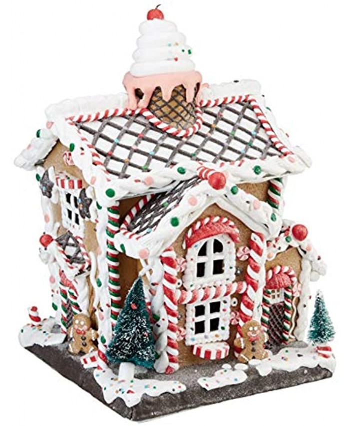 Kurt S. Adler 14-Inch Battery-Operated Light-Up Gingerbread House Table Piece Multi