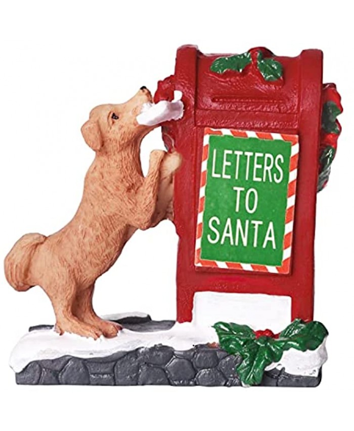 NINIPAPA Christmas Village Accessories Santa's Mailbox Christmas Miniature Figurines Collection Set  Letters to Santa Resin Christmas Tree Ornaments for Fairy Garden Festival Home Decor Red