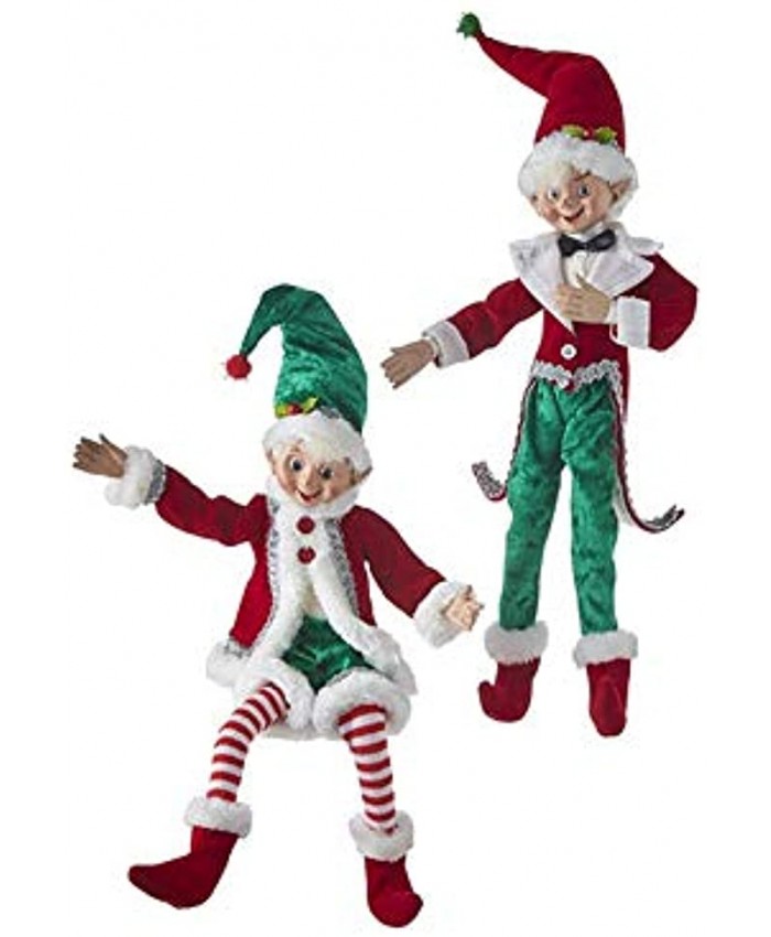 RAZ Imports 2021 Country Kitchmas 16-inch Posable Elf Figurine Assortment of 2