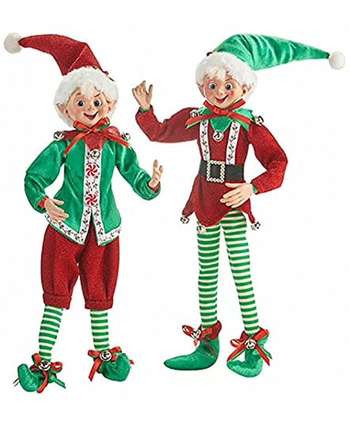 RAZ Imports Santa's Little Helpers 16" Posable Elf Asst of 2 Green
