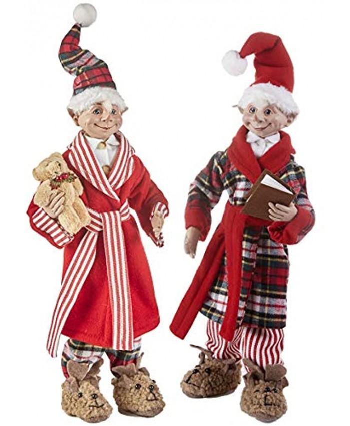 RAZ Imports Set of 2 Posable Elf Ready for Bed Christmas Elfs 16 Inch