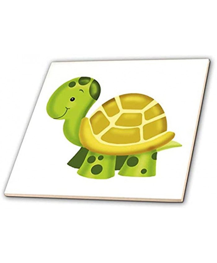 3D Rose Adorable Baby Turtle Nursery Illustration Ceramic Tile Multicolor