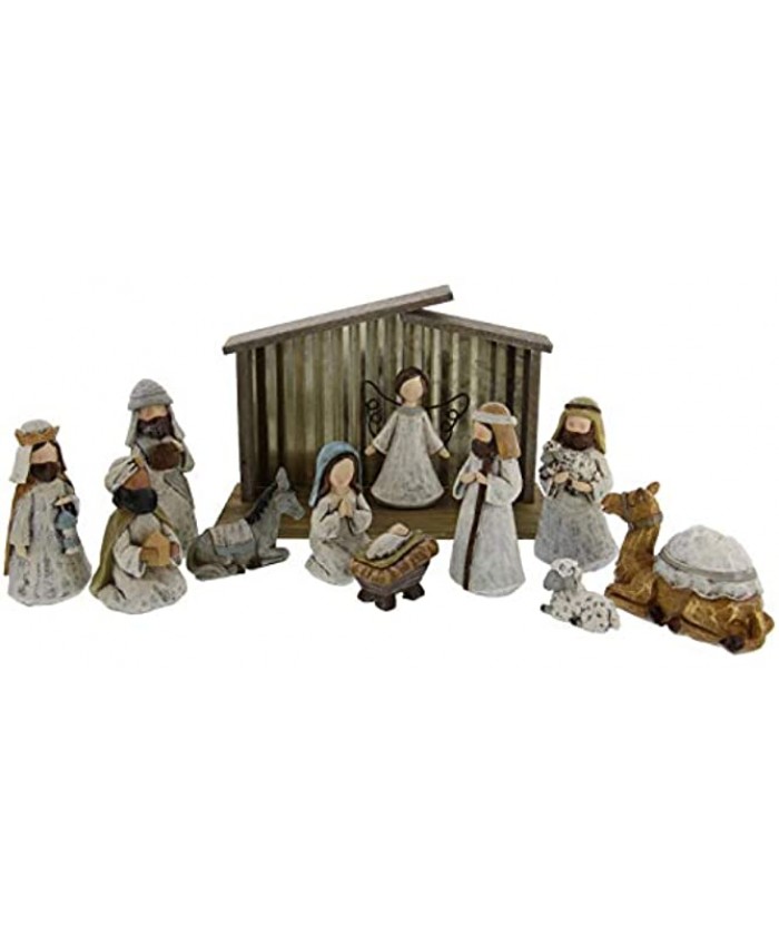 Burton and Burton 12 Piece Premium Nativity Set Includes 11 Resin Figurines A King is Born Scene Including Baby Jesus Mary and Joseph