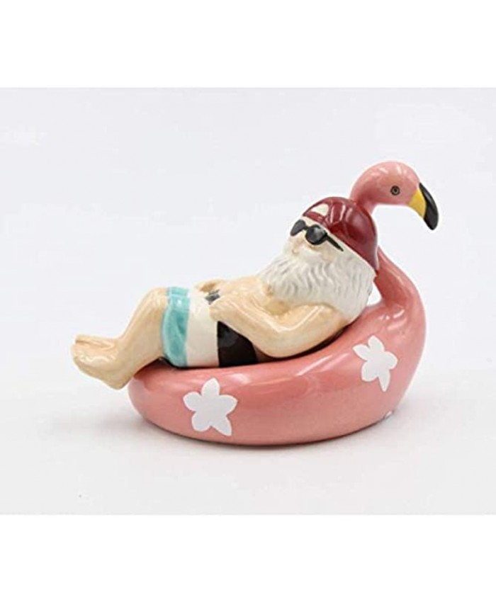 Cosmos Gifts 10698 Tropical Santa on Flamingo Float Salt and Pepper Shaker White