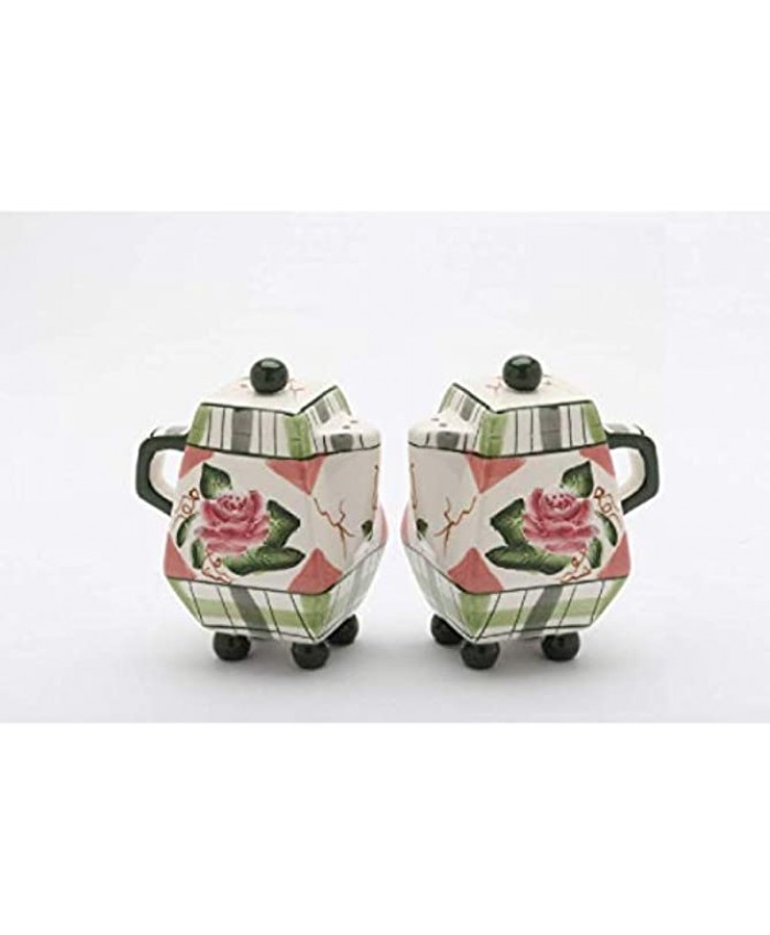 Cosmos Gifts 306-06 Romantic Rose- Salt and Pepper Shaker Green