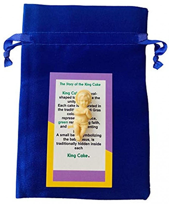 King Cake Baby Figurine with Story Card and Drawtring Bag New Orleans Mardi Gras Souvenir
