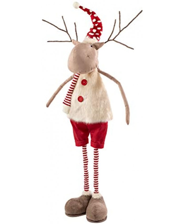 WeRChristmas Standing Christmas Reindeer Figurine with Wooden Base Multi-Colour 51-120cm